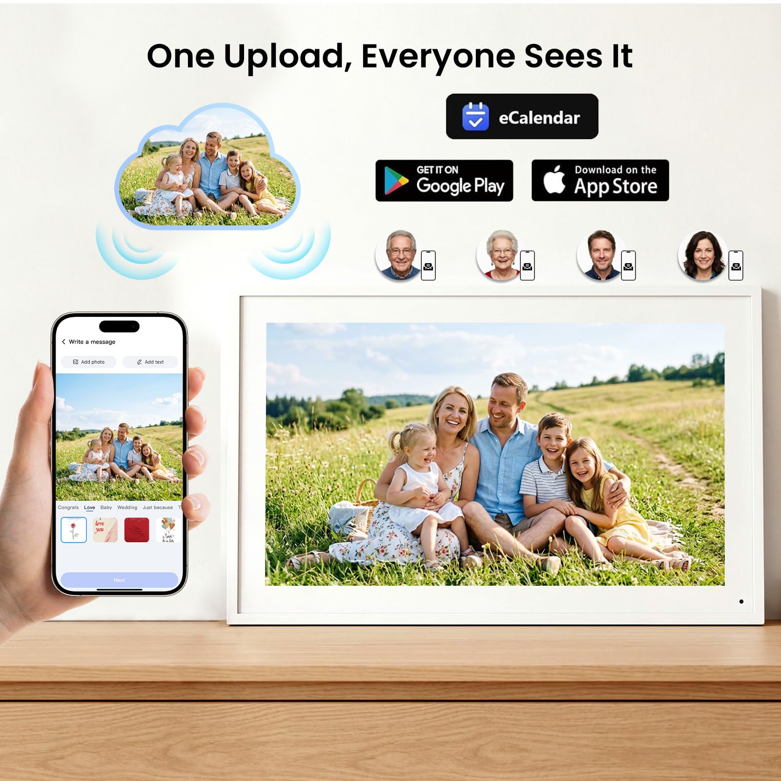 15,6 Zoll Digitaler Familienplaner Full HD Touchscreen mit Wand Kalender, Fotorahmen (1920x1080), Uhr, Planner, Essensplaner für Familie Senioren