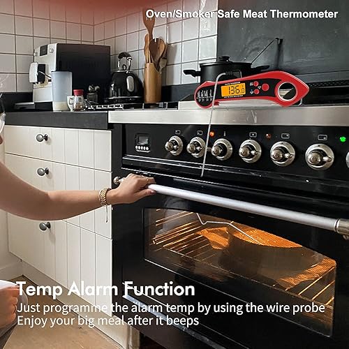 Miniatura 2 de TUOPUKE Termómetro digital de doble sonda para carne, impermeable, lectura instantánea, alimentos para cocina, horno, ahumador, parrilla, barbacoa,