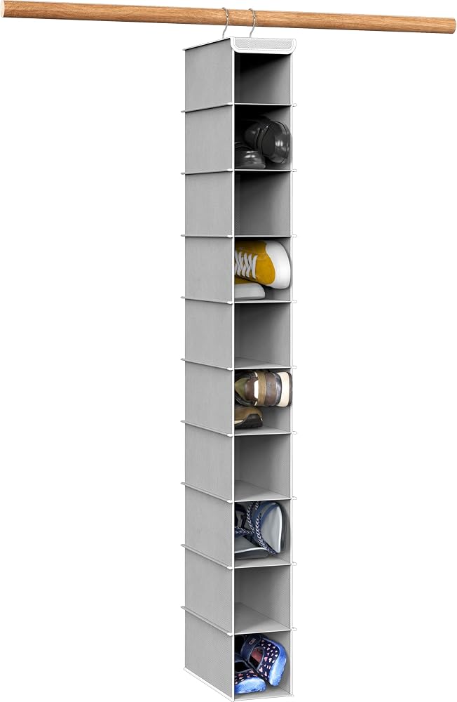 Simple Houseware 10 Shelves Closet Hanging Shoe Organizer, Gray