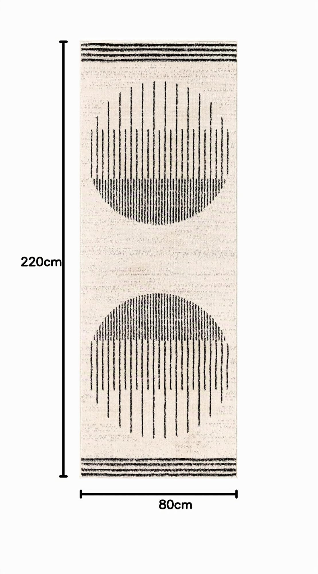 Livabliss Nairobi Teppich Wohnzimmer Boho, großer Teppich Schlafzimmer 80x220 cm - Teppiche für Esszimmer mit geometrischem Muster, Skandinavischer Wohnzimmerteppich modern in Elfenbein, Schwarz