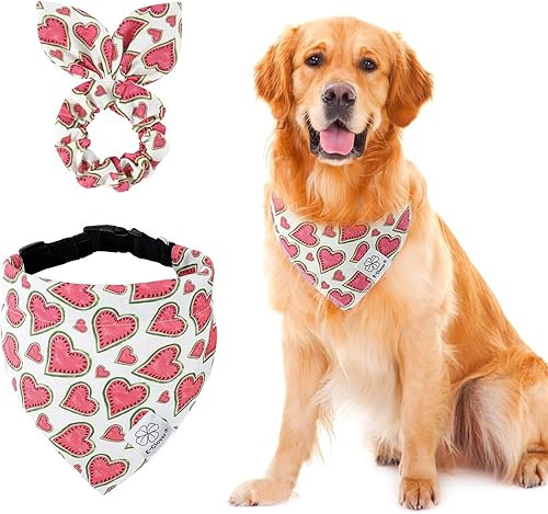 Miniatura 9 de E-Clover Collar de Navidad para perro, bandana a cuadros y coletero ajustable a juego, collares para perros pequeños y medianos, regalo para dueños,