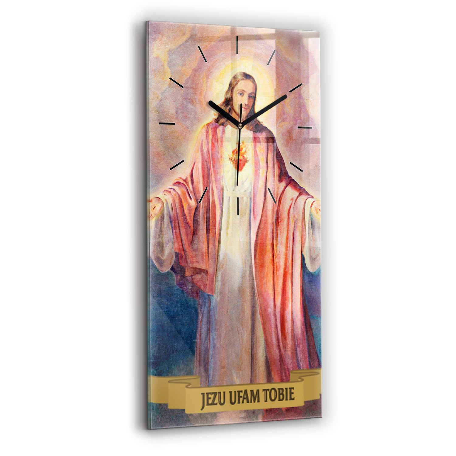 Reloj de Vidrio Biblia El Jesús Resucitado 30x60cm de funcionamiento silencioso