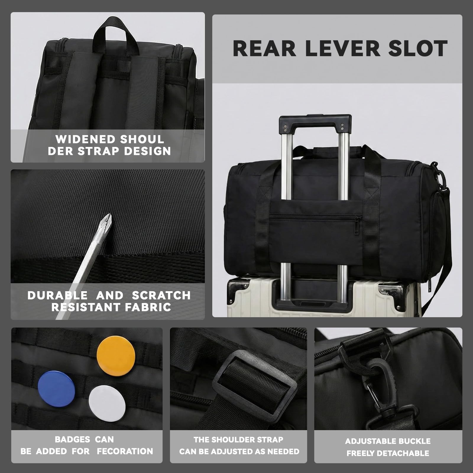 3-in-1 45L Gym & Travel Duffle Bag Backpack with Shoe Compartment & Wet Pocket – Multi-Functional Sports Bag for Workout, Weekend, Overnight Use - 5