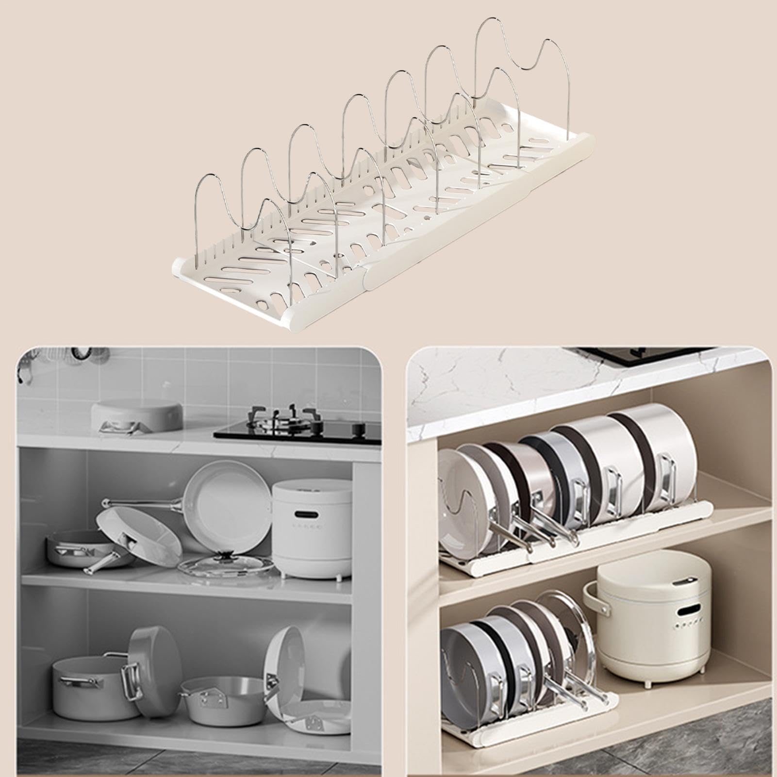 Organizer Per Pentole Espandibile – Scaffale Verticale Con 7 Scomparti Regolabili – In Acciaio Inox – Per Armadi E Cucine