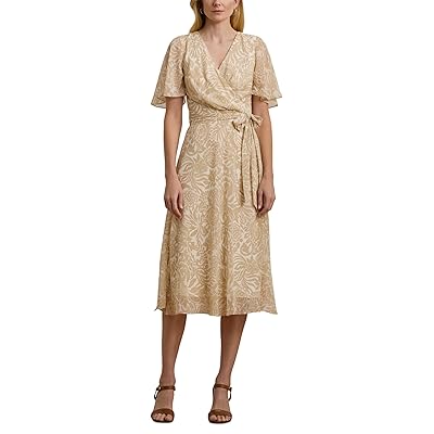 Lauren Ralph Lauren Floral Belted Crinkle Georgette Dress Women
