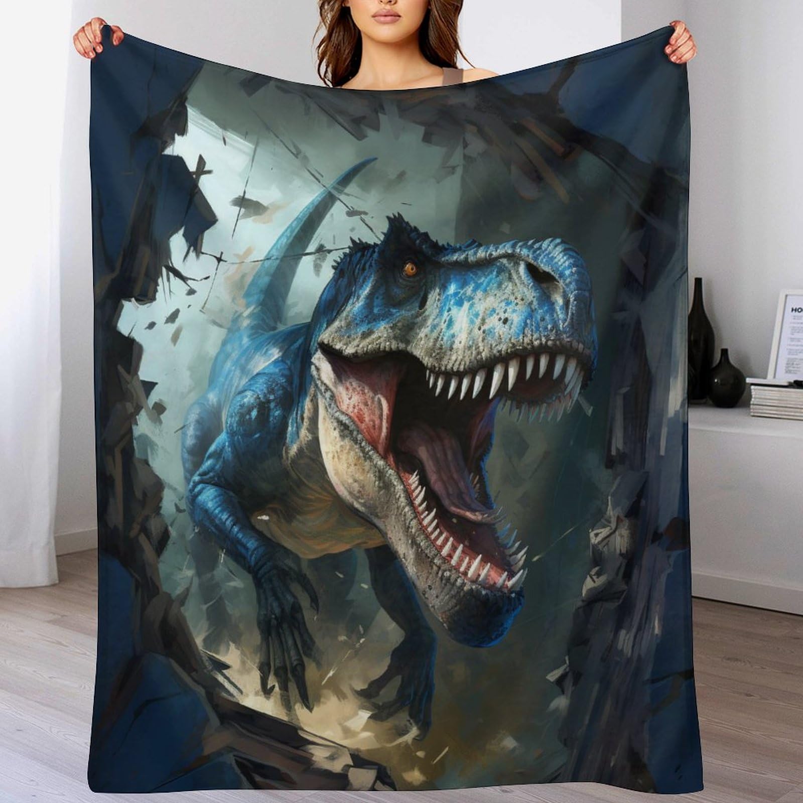 Couverture dinosaure douillette pour moments cocooning au salon et en voyage