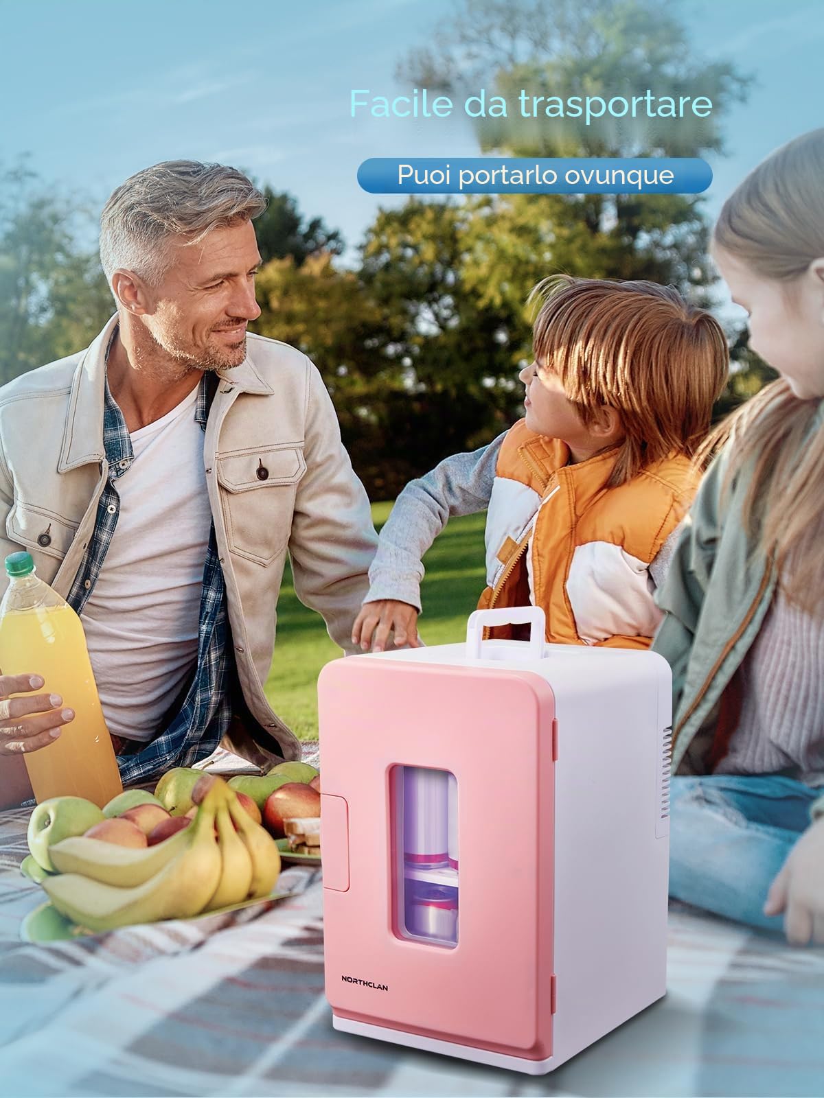 NORTHCLAN Mini Frigo da 15 Litri, Piccolo Frigorifero Portatile con funzione di raffreddamento e riscaldamento, per Casa, Camera da Letto, Ufficio e Viaggio, Modalità Max ed Ec, AC/DC, Rosa
