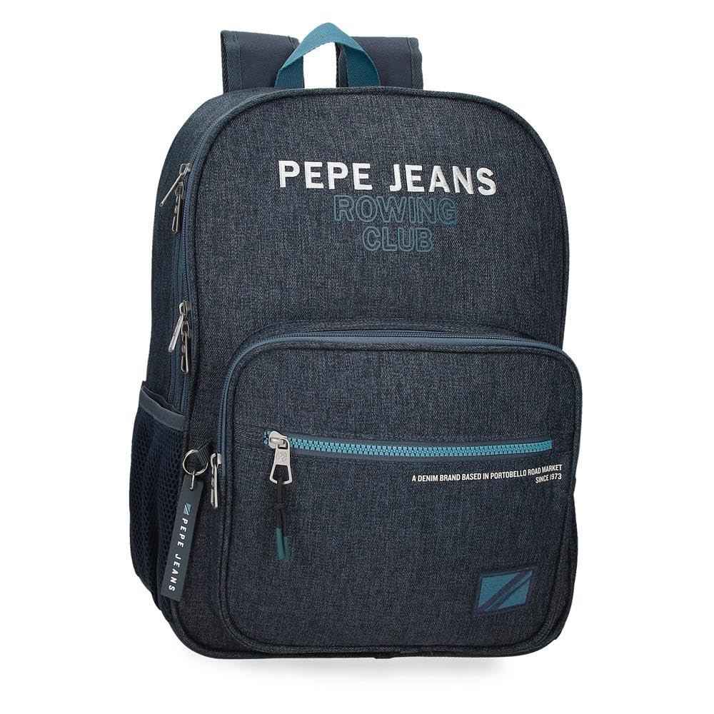 Pepe Jeans Edmon Mochila Escolar Adaptable a Carro Azul 30x40x12 cms Poliester 15,6L by Joumma Bags