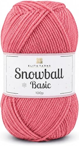 Snowball Basic Double Knit Yarn, 100% Acrylic, 100g, Soft and Durable, for Knitting and Crochet, Pack of 5 (SBB29 - Pink)