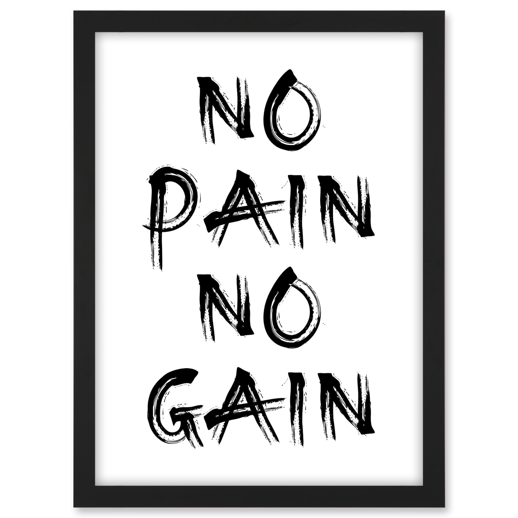 Artery8 Gym Decor Inspiration No Pain No Gain Inspirational Exercise Wall Art Artwork Framed A3 Wall Art Print