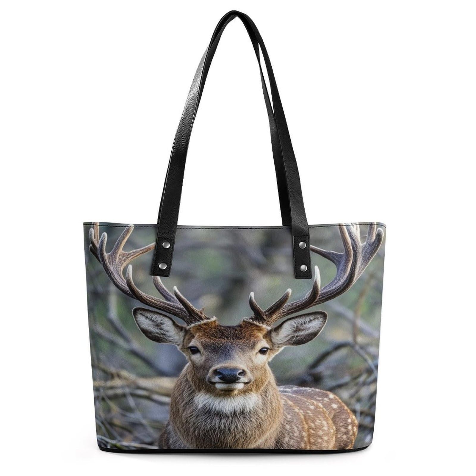 Antlers Handbag for Women Leather Tote Bag Exquisite Satchel Bags for Leather Ladies Handbag
