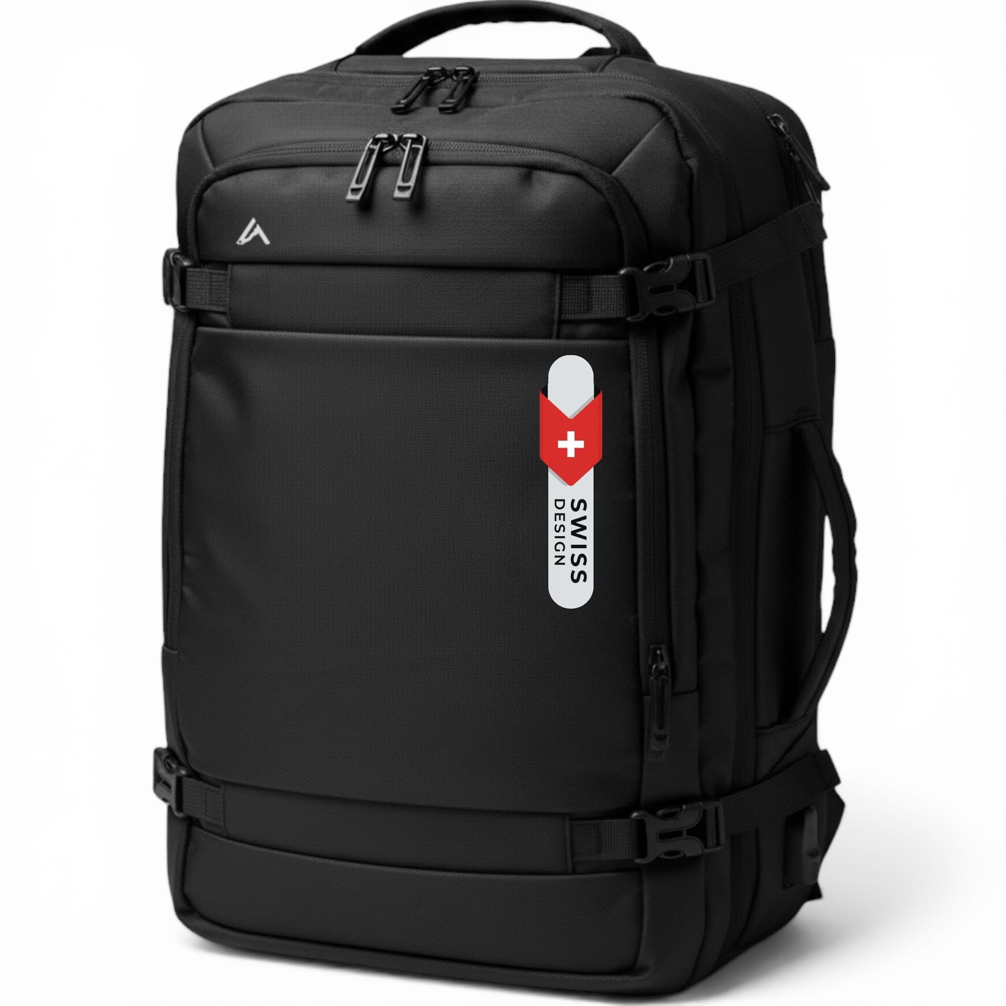 +ZERMATT-HORN Zaino da viaggio sottovuoto. Estensibile 25L a 30L, laptop da 15" a 17". Zaino da bagaglio a mano 40 x 30 x 20 cabina per volo con Ryanair, Vueling, Easyjet, Travel Backpack cabin.