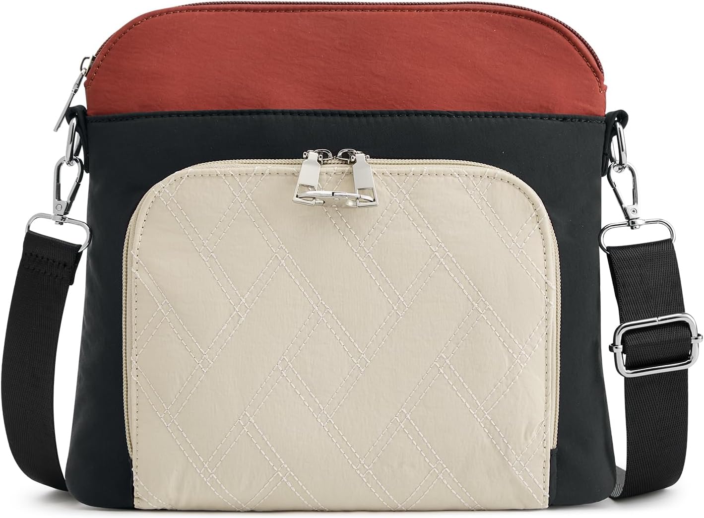 G4Free Anti-Theft Crossbody Bags for Women, Lightweight Nylon Shoulder Purse Medium Handbags for Travel Work-Black&Red - Image 9