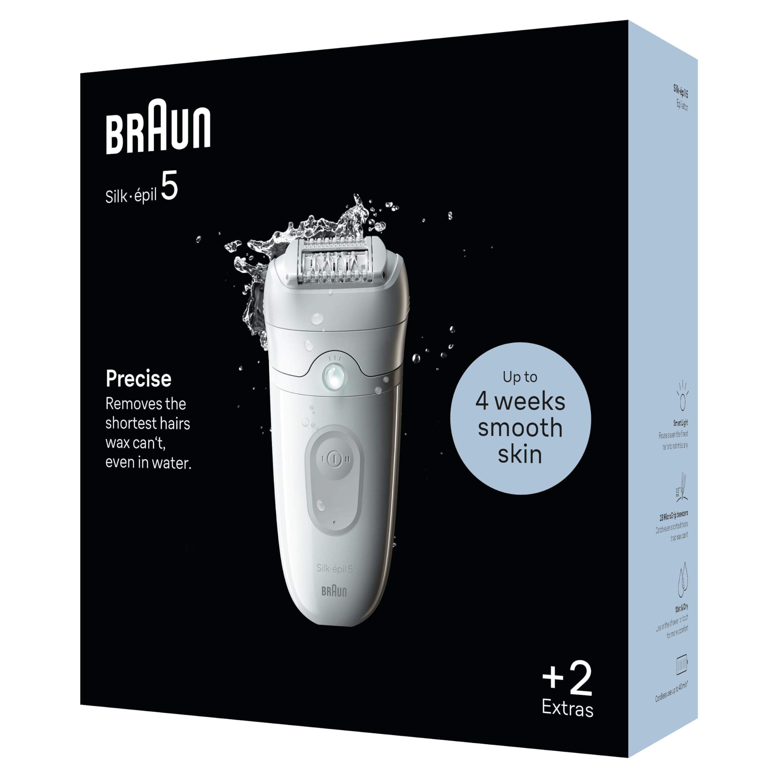 Braun Silk-Épil 5 Epilatore Elettrico Donna, Rasoio Elettrico Donna per Una Epilazione Semplice, Wet & Dry, Pelle Liscia a Lungo, 5-011, Bianco/grigio