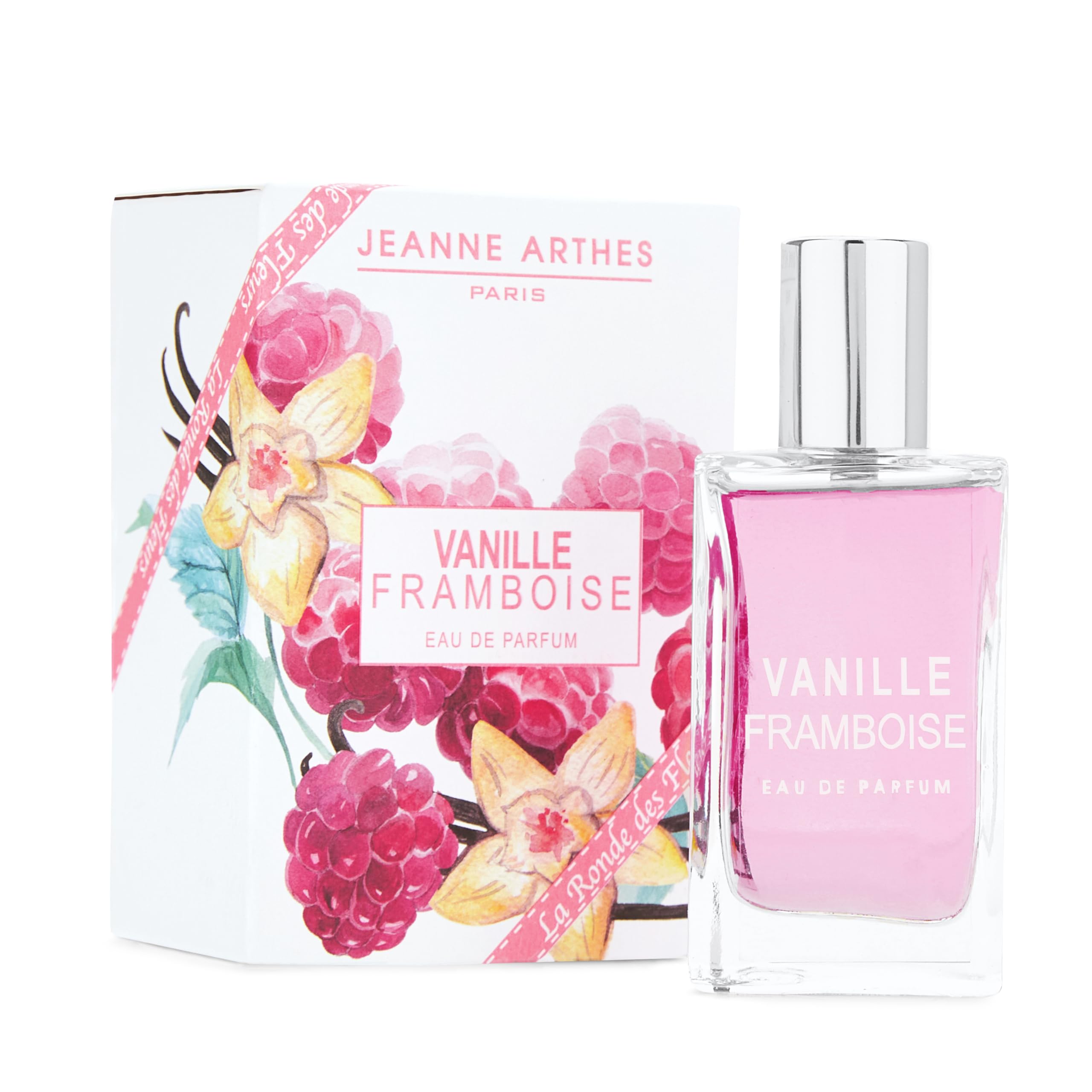 Jeanne Arthes - LA RONDE DES FLEURS - Vanille Framboise Eau de Parfum - Spray perfume for women - Floral Fruity Scent, Notes of Strawberry, Raspberry, Peach, Made in France, Long Lasting, 1.01 fl. oz