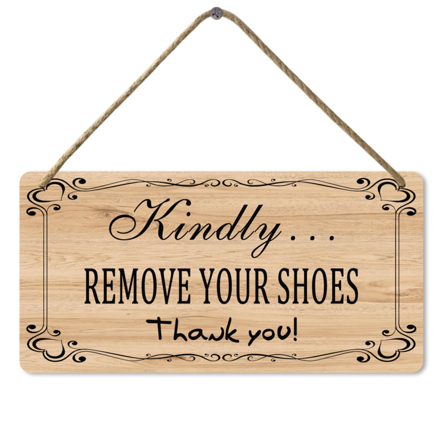 Kindly Remove Your Shoes Wooden Wall Sign, Vintage Retro Wall Decor Sign, 8x12 Inch