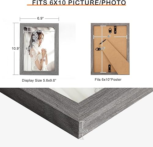 Vista 371 de Marco gris rústico de 18 x 24 pulgadas, marco para póster de 18 x 24 pulgadas, color gris envejecido, grande, retro, natural, 24 x 18 pulgadas