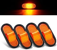 PVerandio 6.5 Inch Oval LED Trailer Turn Signal Lights - Amber 24-LED Waterproof Mid-Ship Markers, Pack of 4