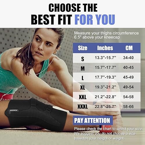 Miniatura 6 de NEENCA Rodillera para dolor de rodilla, soporte de rodilla de compresión con correa de tendón de rótula y almohadillas de gel, estabilizadores