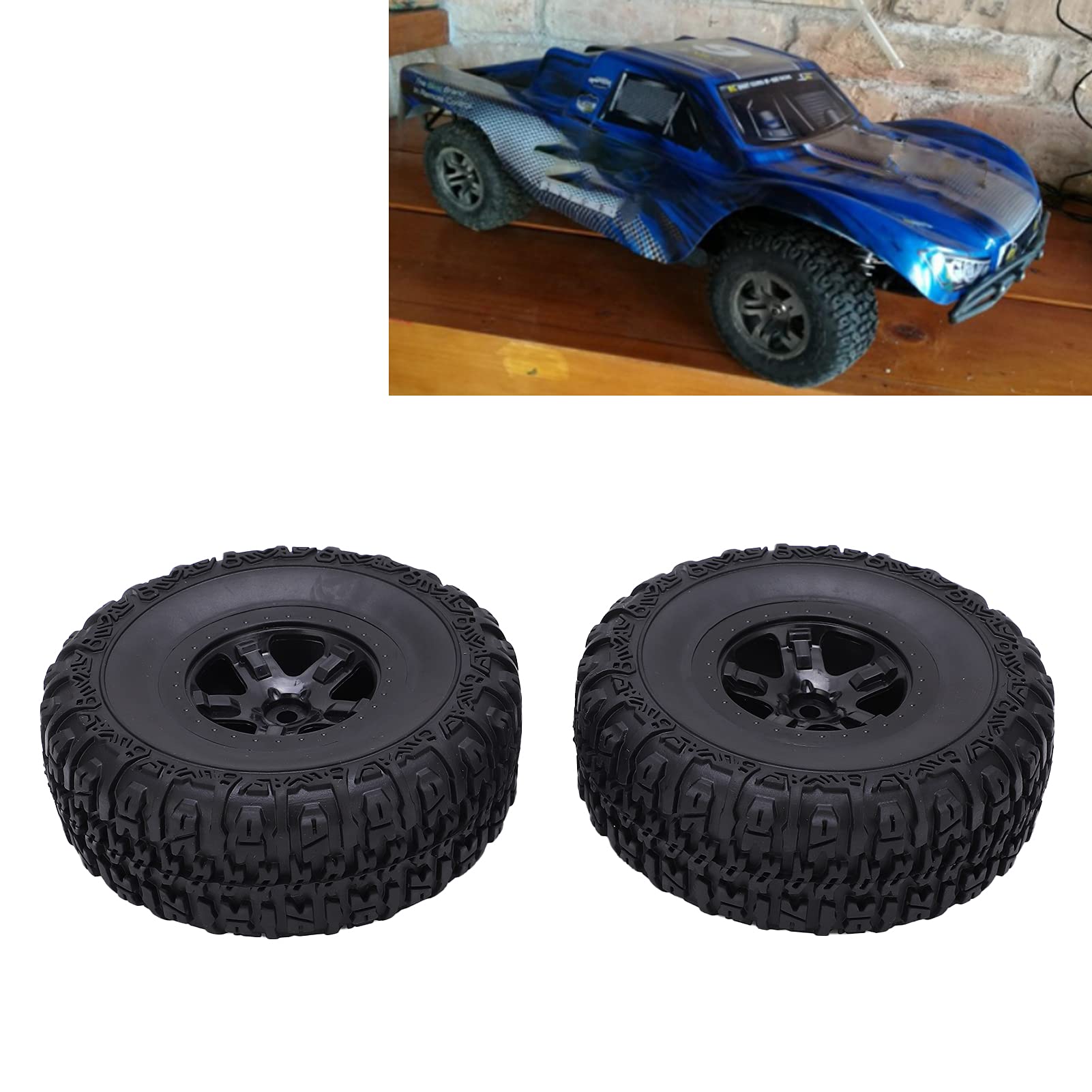 Roues Et Pneus RC 1/10 Pour Traxxas Slash - 4 Pneus En Caoutchouc Noir - Jantes Alliage - 11,8cm