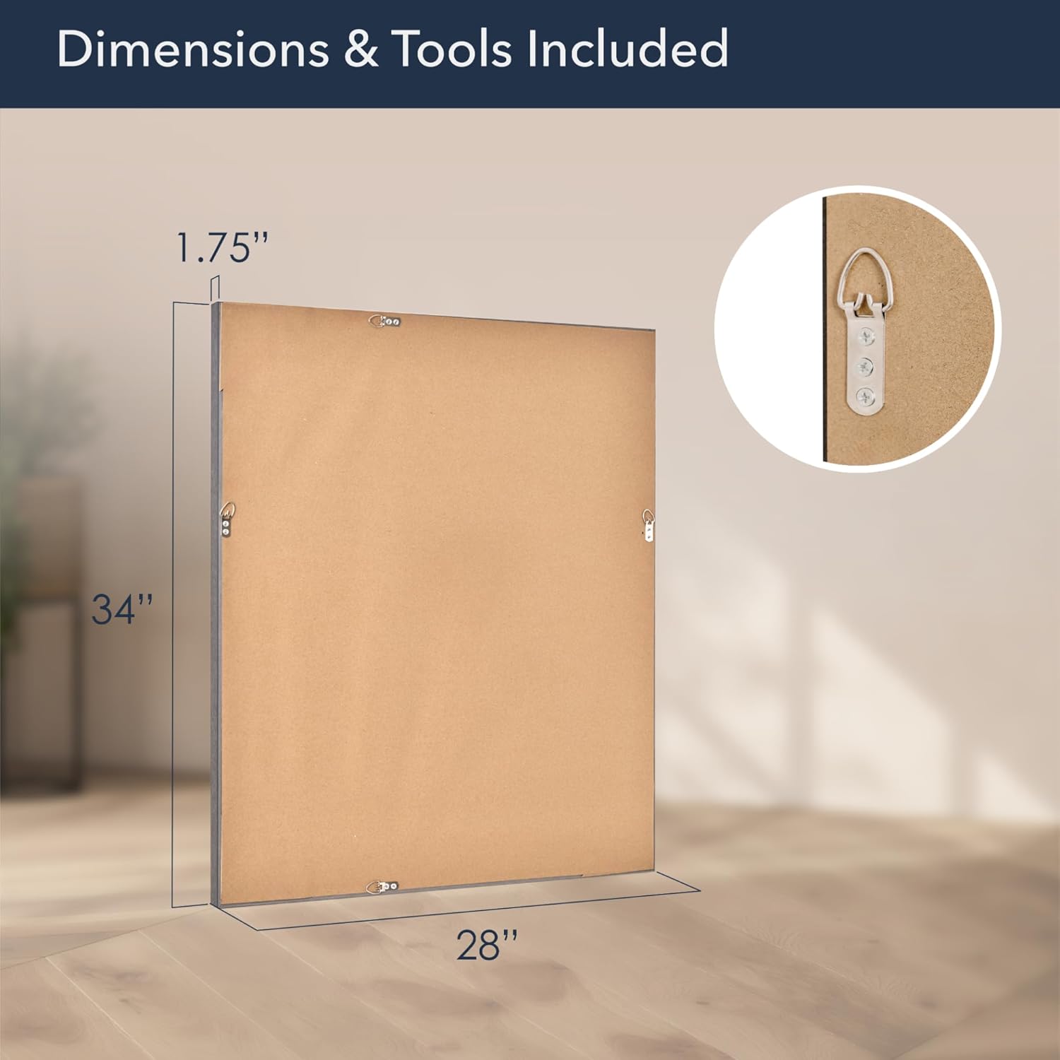 Head West Alderton Black with Silver Pewter Liner Framed Beveled Wall Mounted Vanity Mirror, Decorative Mirrors for Wall Decor, Bathroom Mirrors for Over Sink, Bedroom, Living Room 29.5"x34.5"