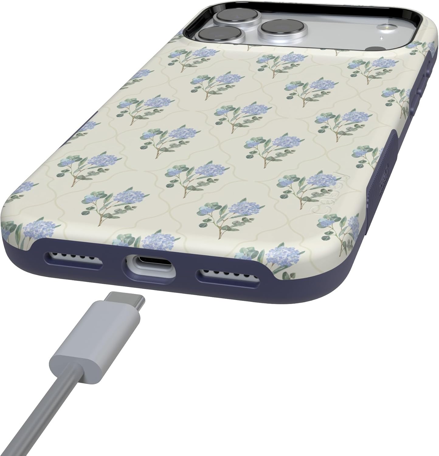 Casely iPhone 17 Pro Max Case | Vintage Garden | Blue Hydrangea | Bold Protective Design | Compatible with MagSafe
