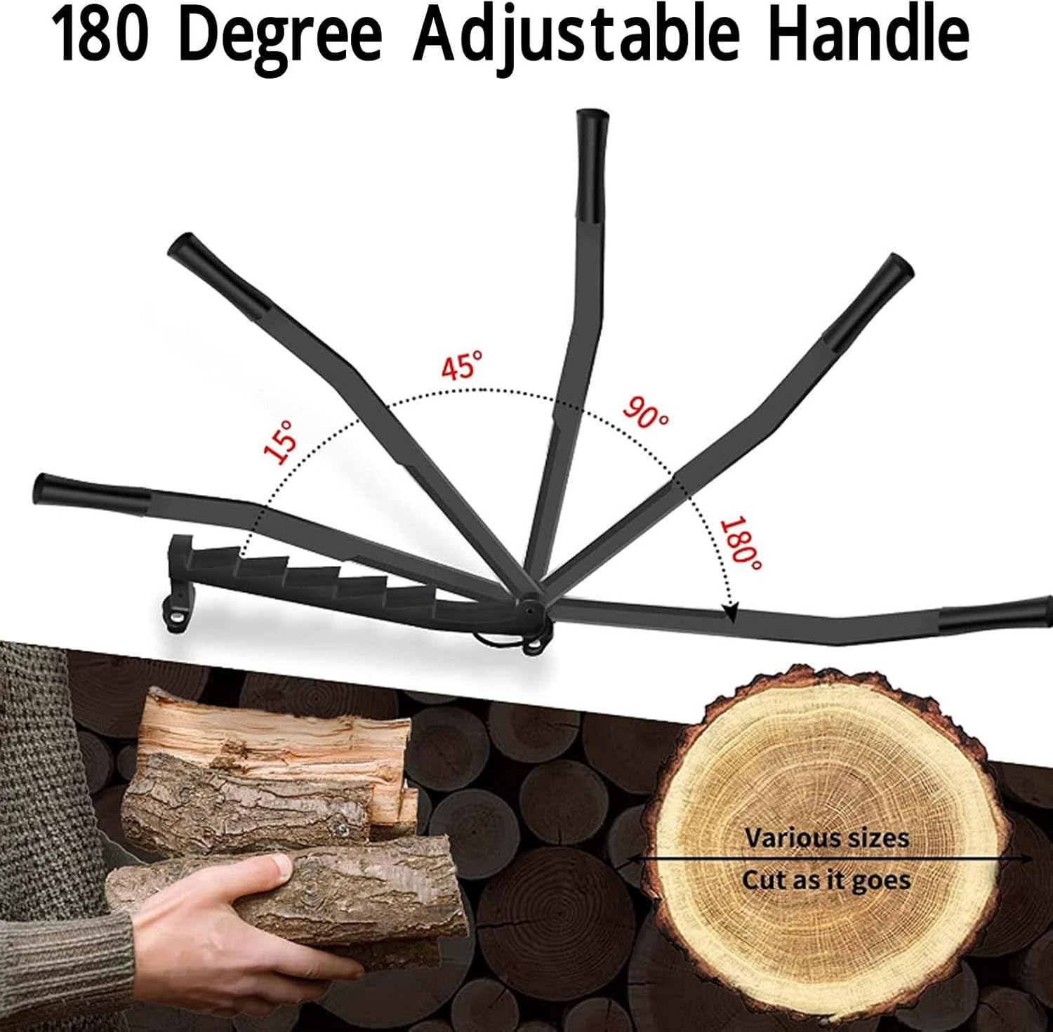 Wall Mounted Log Splitter, High Carbon Steel Kindling Splitter for Wood, Portable Manual Kindling Wood Splitter Detachable Powerful Wood Cutter Wood Cracker for Indoor Outdoor(Black)