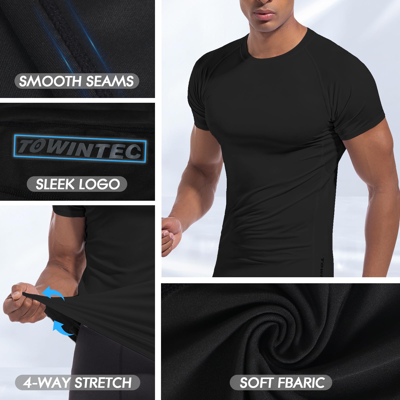 Camiseta Compresión Hombre Mangas Cortas de Malla Running Secado Rápido Tops Gimnasio Manga Corta Atlético Deportiva de Gimnasio Deportes Transpirables Base Ejercicio Entrenamiento