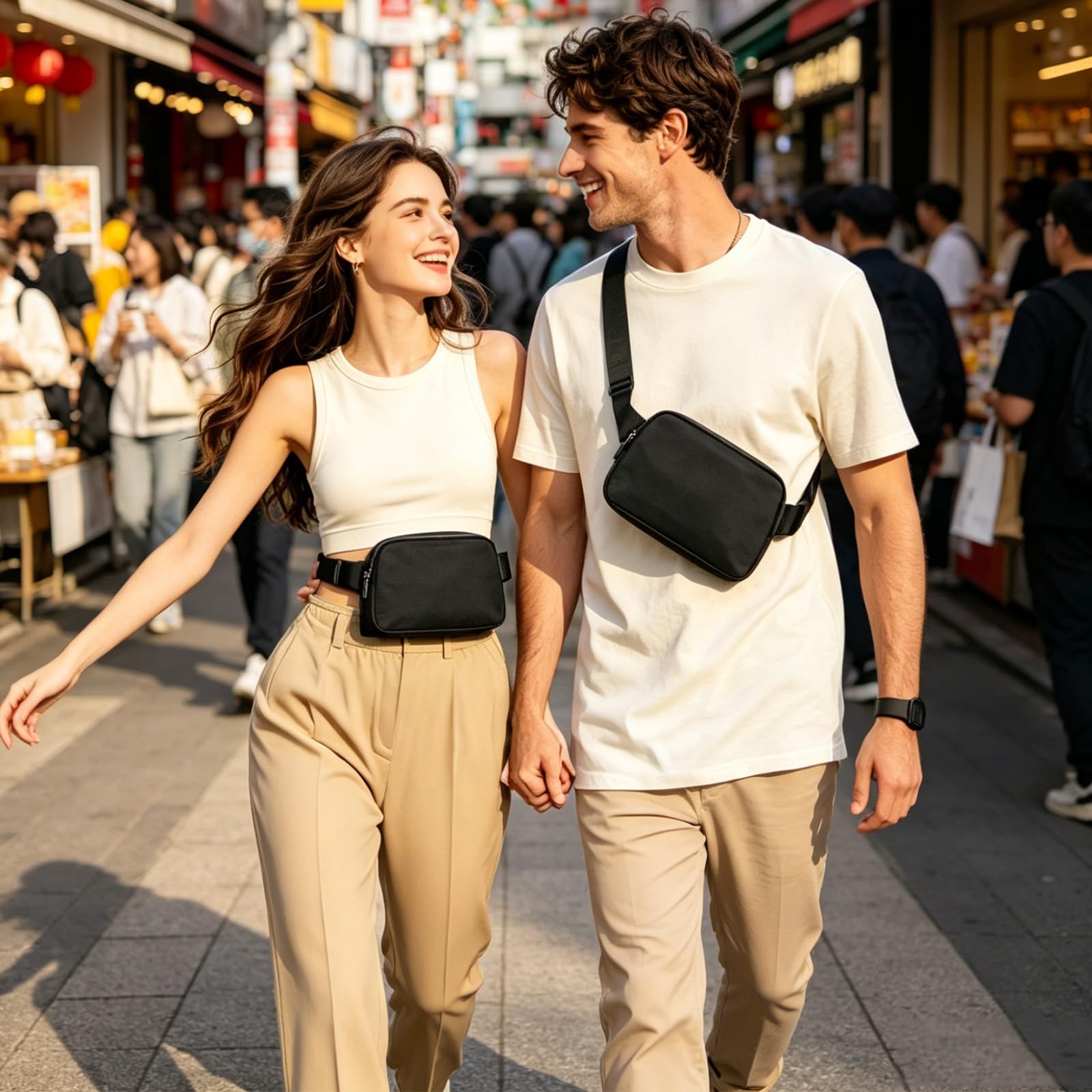 Bauchtasche Hüfttasche Herren Damen Klein Gürteltasche Sport Bum Hip Bag Männer Frauen Waist Fanny Pack für Reise Wandern Hundetraining Outdoor Schwarz (Schwarz Klein Bauchtasche)