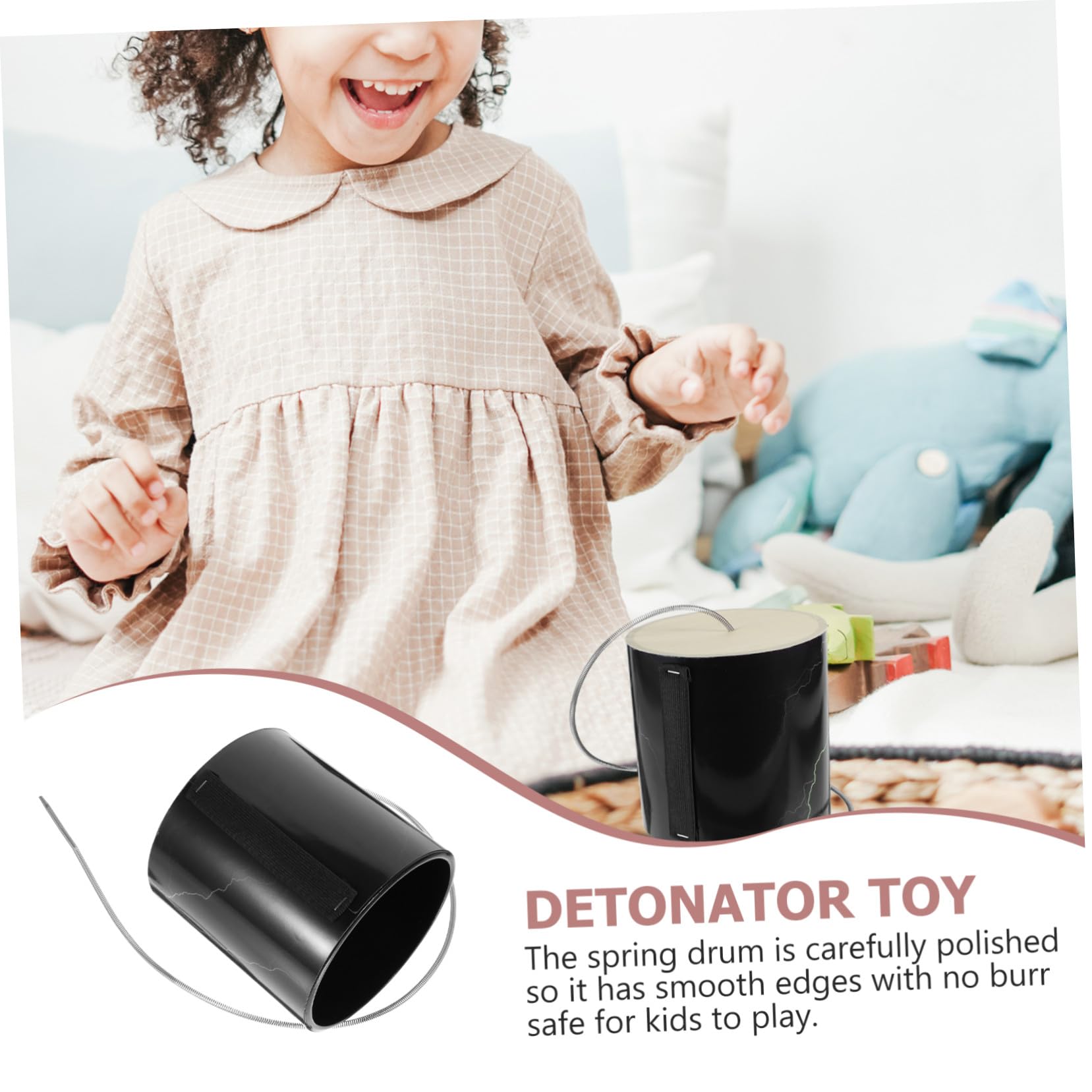 Trueno para Niños, Tamaño Grande, Madera y Resorte Metálico | Negro, Pequeño y Delicado, Seguro para Niños, Enseñanza Musical Desarrollo Auditivo