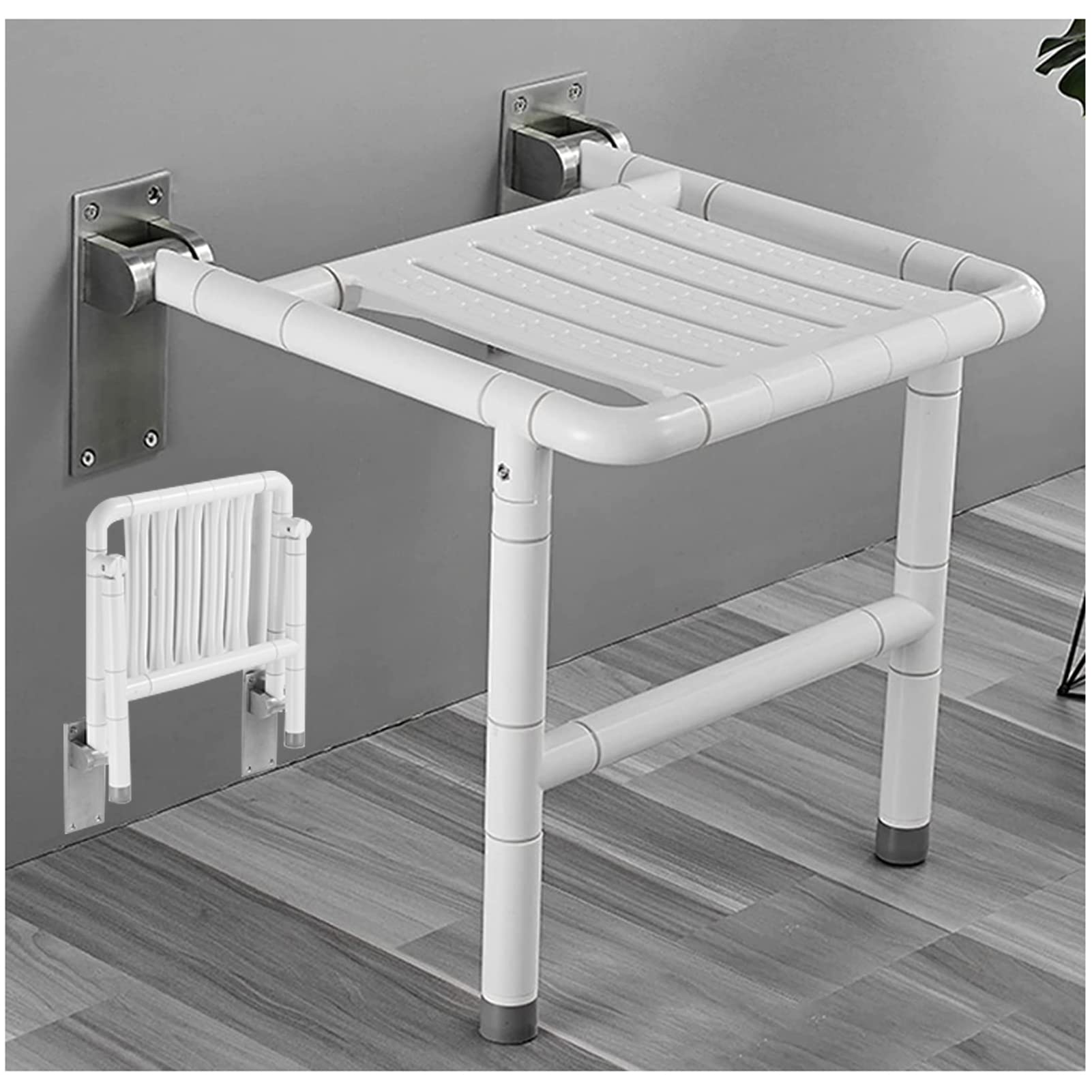 Silla de Ducha Plegable con Patas, Silla de Ducha Plegable con Patas, Silla de Ducha Abatible para Baño/White