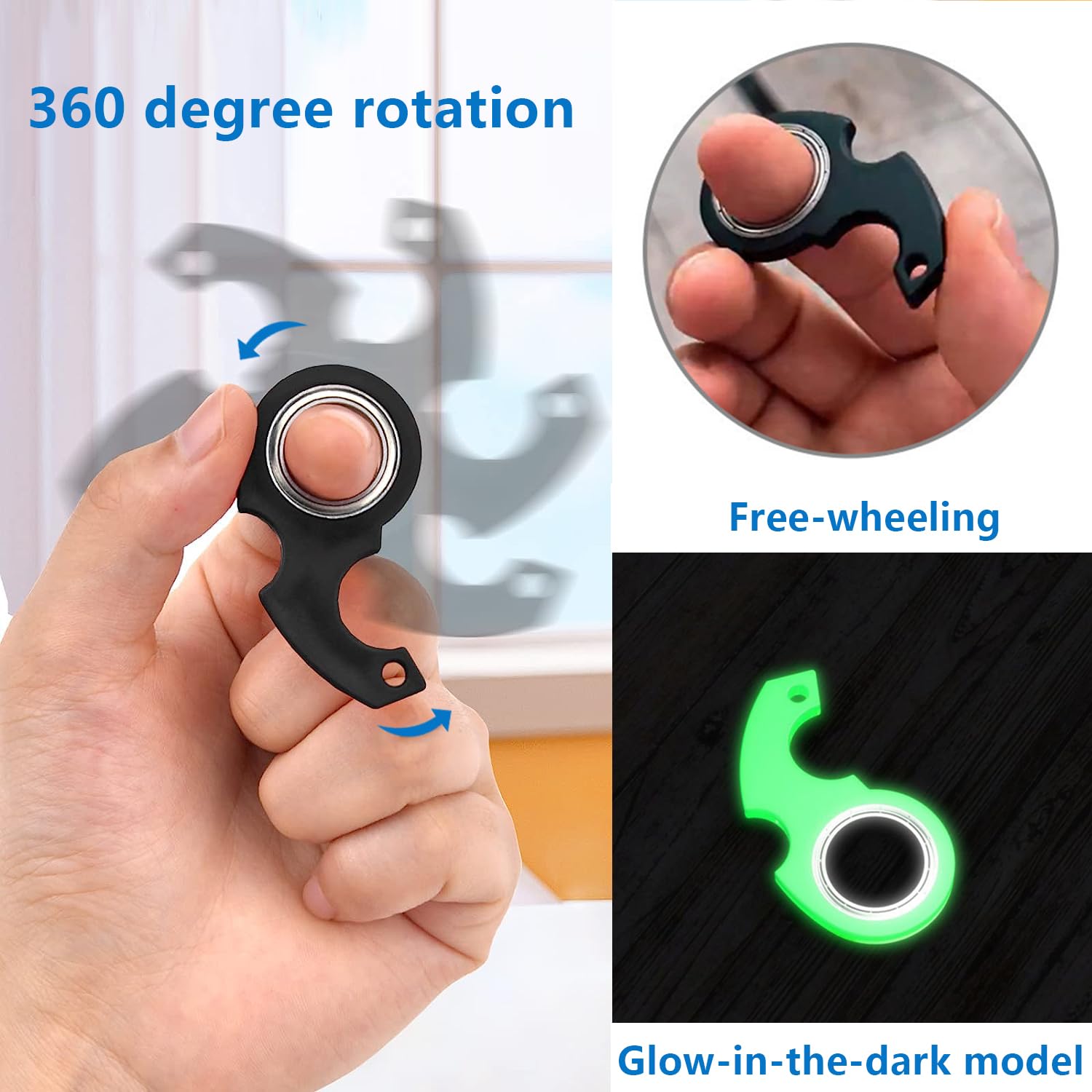 OUDQFCJ Draagbare sleutelhanger, 2 stuks, fidget spinner