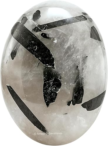 Amazing Gemstone Cristales de Cuarzo Rutilado Negro y Piedras Curativas - Grandes Cristales de Piedra de Palma - Cristal para Buena Suerte, Energía