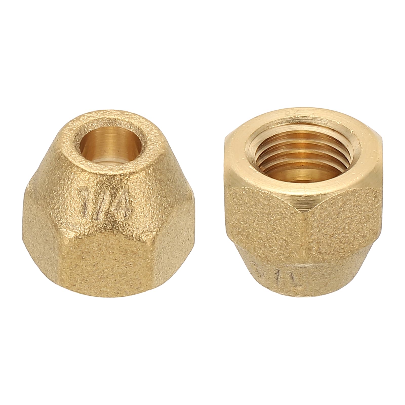 PATIKIL 1/4" Brass Flare Nut, 2Pcs 45 Degree SAE Union Tube Fitting Coupling Brass Pipe Fitting Sealing Cap Connector Adapter for Air Conditioner Copper Pipe Extension Gas Line, Matte