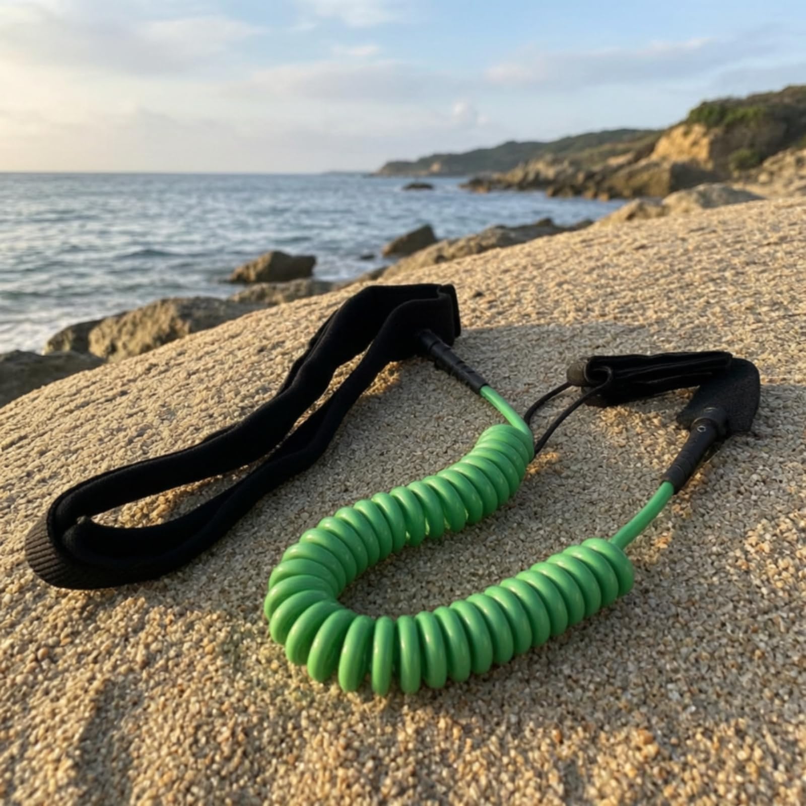 Leash Ceinture Spiralé Leash Taille Universel Accessoire pour Paddleboarrs, Hydrofoil, Vert, 10 Pieds