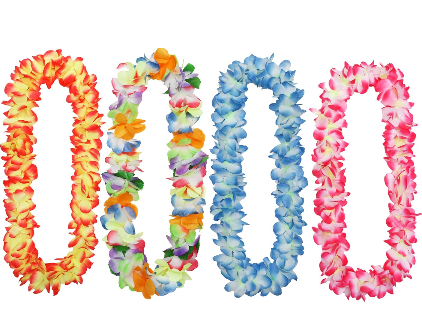 4 pcs Thickened Hawaiian Leis, Perfect Luau Party Supplies for Summer Beach Vacations, Essential Party Decorations for Birthday, Graduation, and