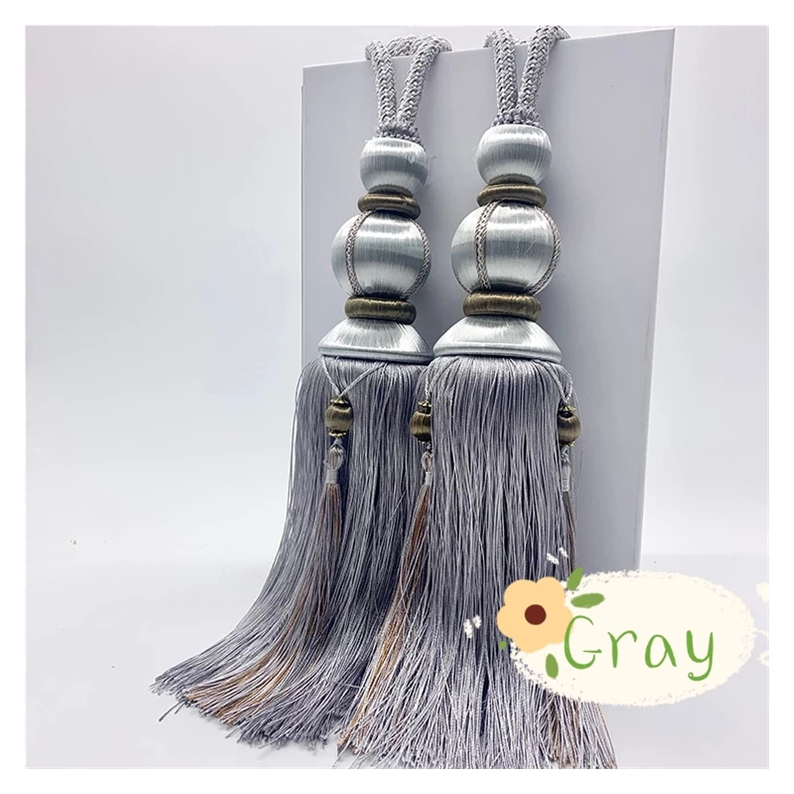 2PCS Kurtyna Wiszące kule Ball Haczyk Bandaż Bandaż Lobbing Pasek Tassel Tiebback Buckle Dekoracja domu wanglan(Light Grey)