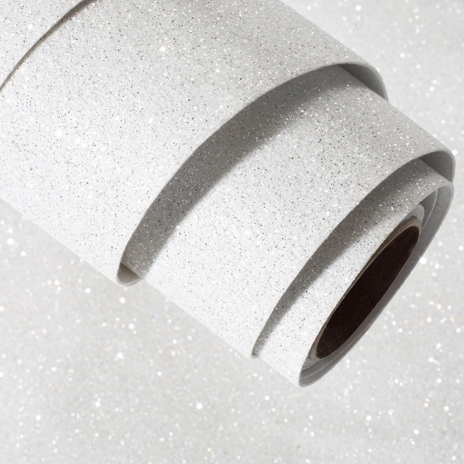 White Glitter Wallpaper,Peel and Stick Glitter Wallpaper for Walls (White 17.4" x 196")