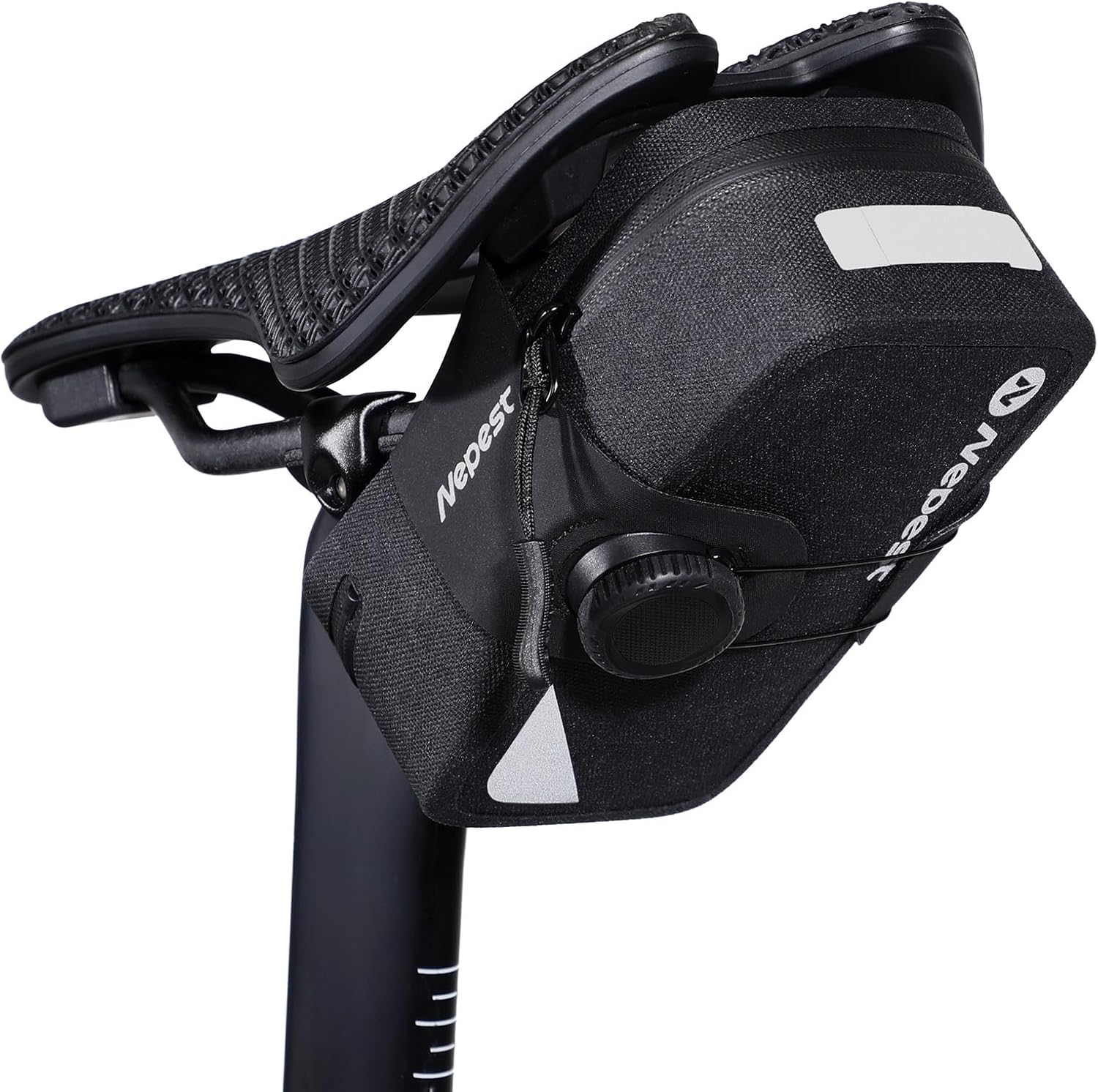 Nepest Bike Saddle Bag 0.6L Lightweight Bike Under Seat Bag Waterproof Ripstop Bicycle Storage Bag for Road, Mountain Bike Cycling Accessories, Black