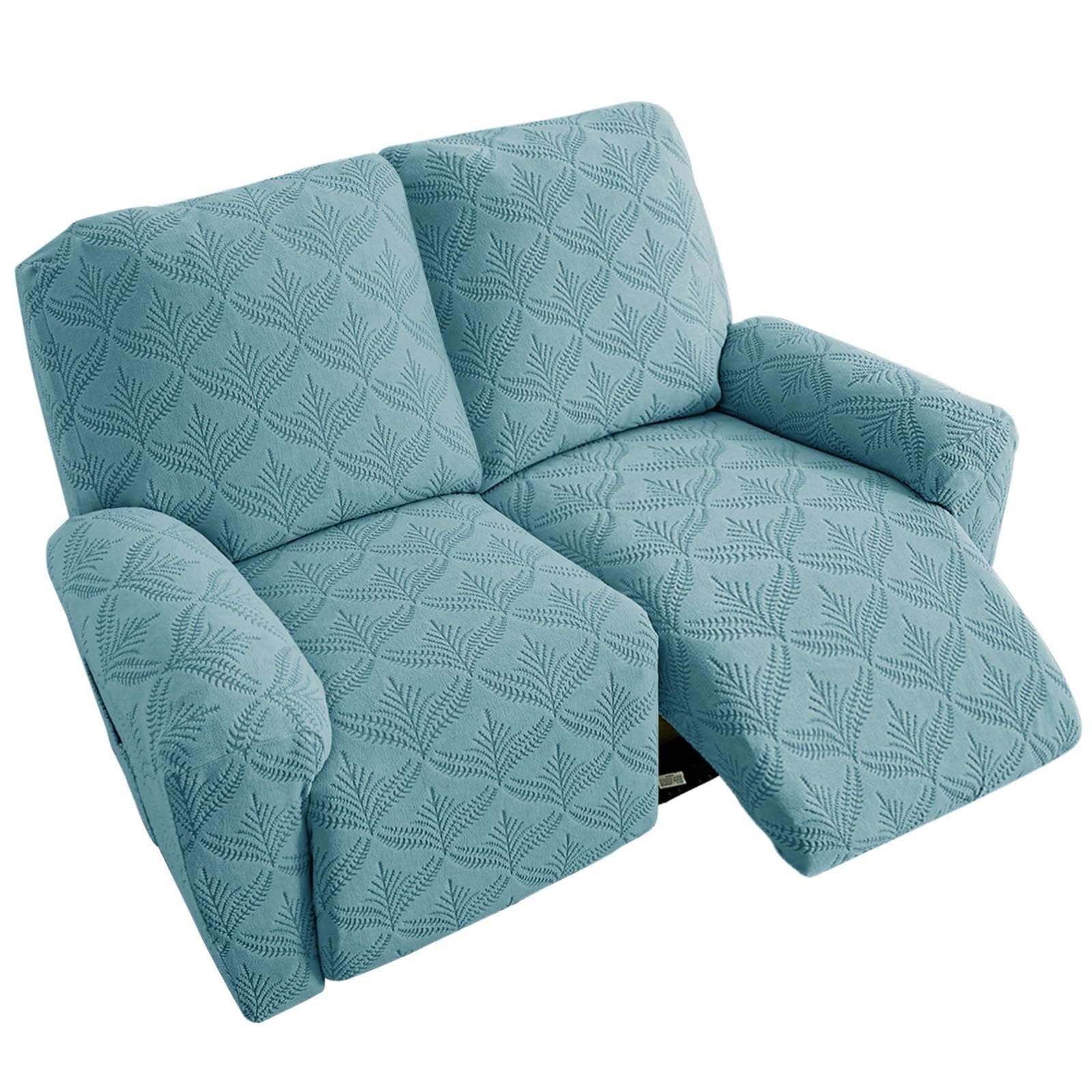 BEIWOSHA Jacquard Recliner Chair Covers, Stretch Polyester Spandex Recliner Cover, Reclining Sofa Cover with Elastic Side Pocket, Armchair Cover(Blue,2 posti)