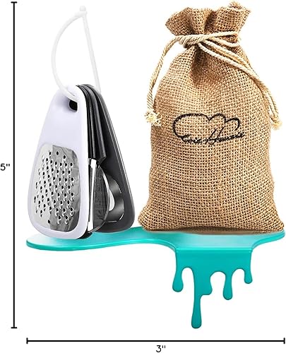 Vista 8 de Juego de utensilios de cocina de 5 piezas, accesorios de herramientas de cocina que ahorran espacio, rallador de chocolate y queso, pelador de Negro