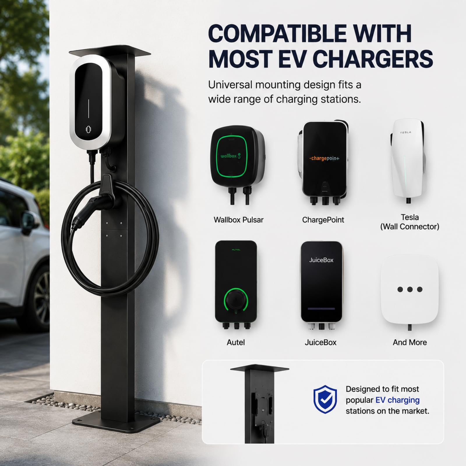 Wallbox Stand für Elektroauto Ladestation, Externer Ständer für EV und PHEV, Freistehende Ladeständer Halterung, EV Ladepedestal für Innen und Außenbereich