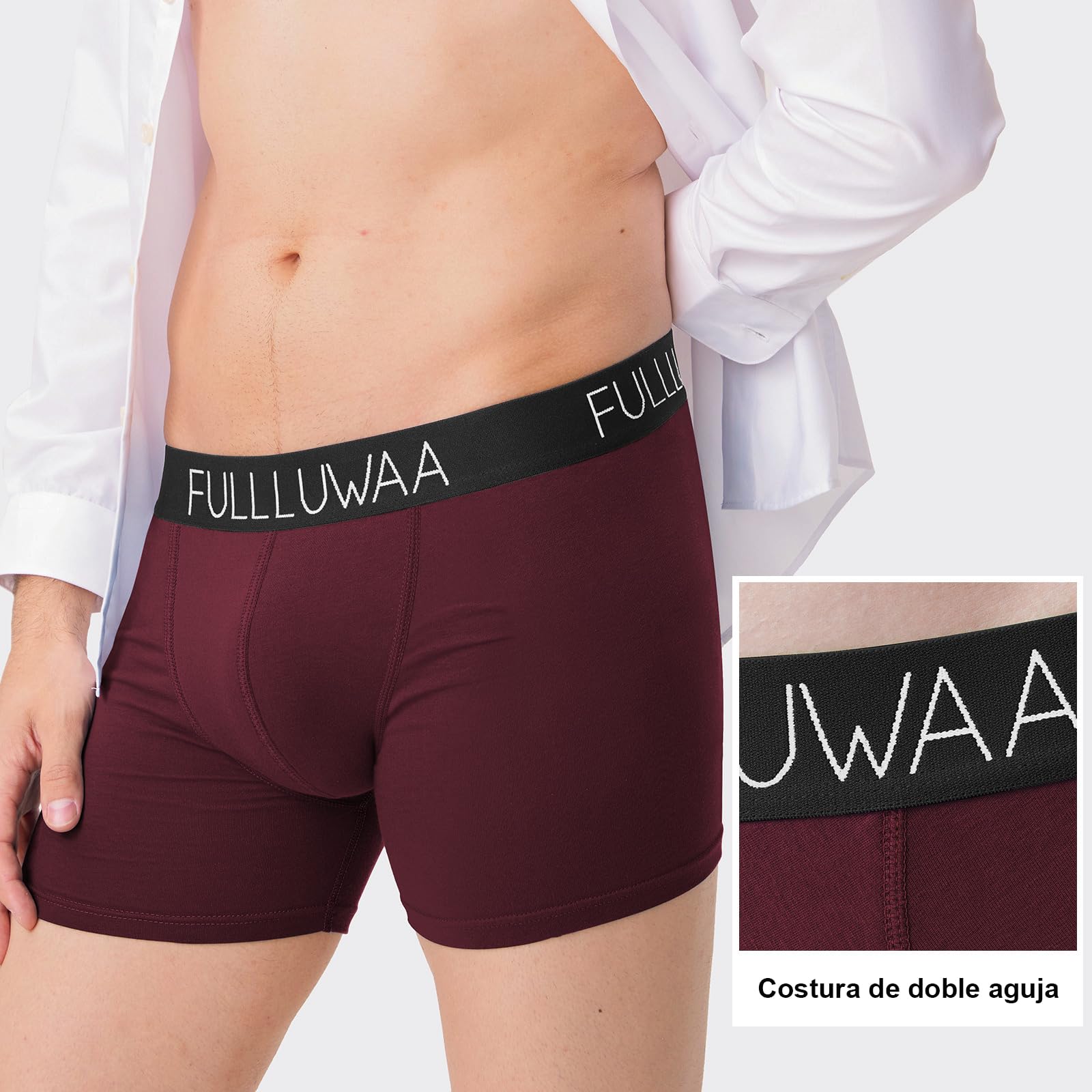 Fullluwaa Boxer Hombre Pack 8, Algodón Elástico, Suaves, sin Etiquetas | Pack Calzoncillos Hombre Boxer, Transpirable y Cómodo, Costuras Finas, Resistentes Sencillos, Cintura Elástica