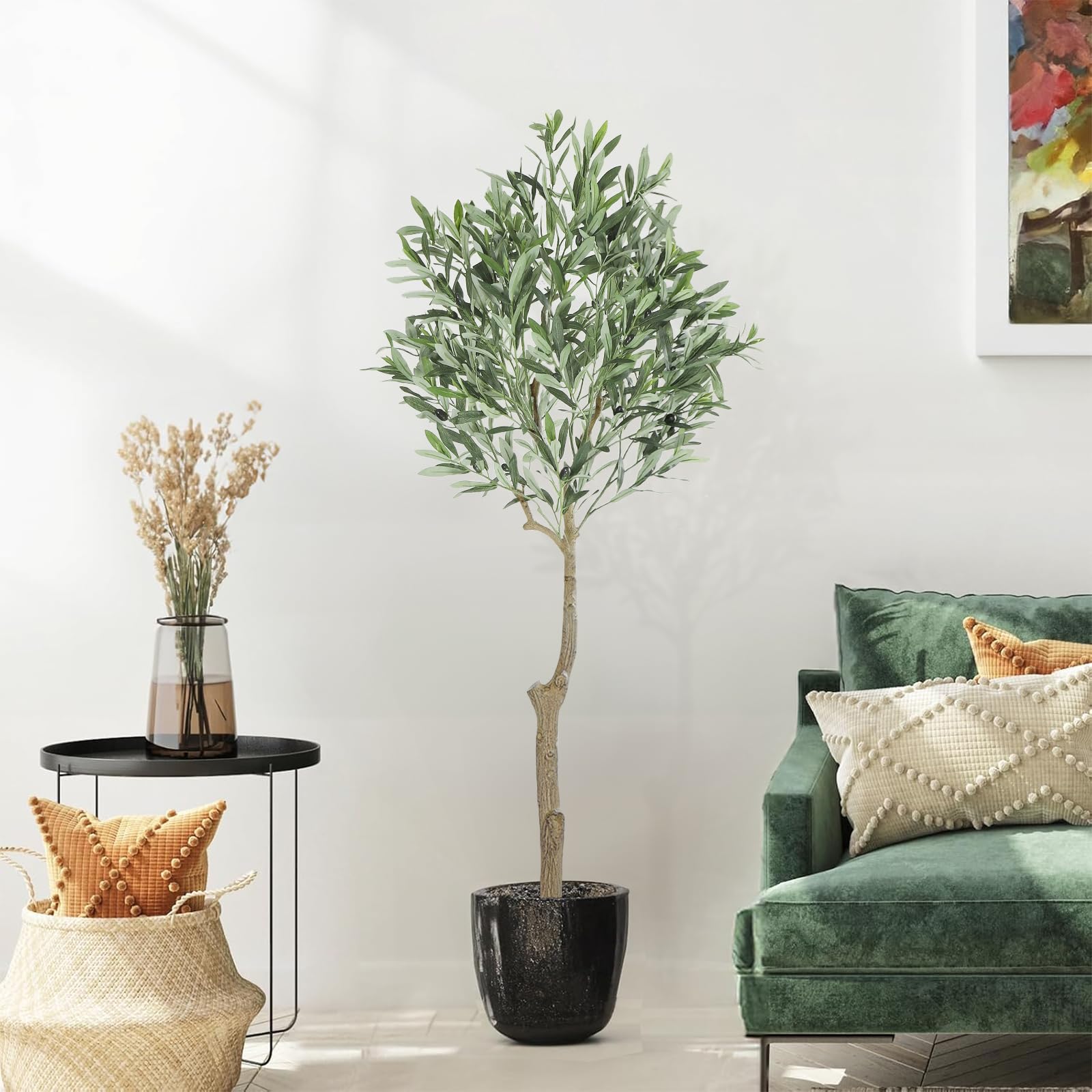 Oc'leaf Olivier Artificiel 150cm - Olivier Plante Artificielle | Grand Olivier, Décoration d'olivier pour la Maison, Salon, Chambre, Bureau, Cuisine, Salle à manger, Salle de bains