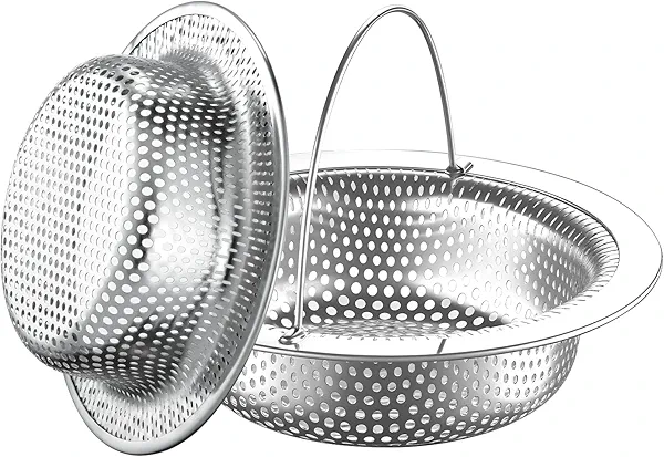 2 Pack 4.5" Kitchen Sink Strainer with Handle,Stainless Steel Sink Drain Strainer Basket, Kitchen Food Catcher for Sink Drain, Anti-Clog Design, Fast Flow, Dishwasher Safe.