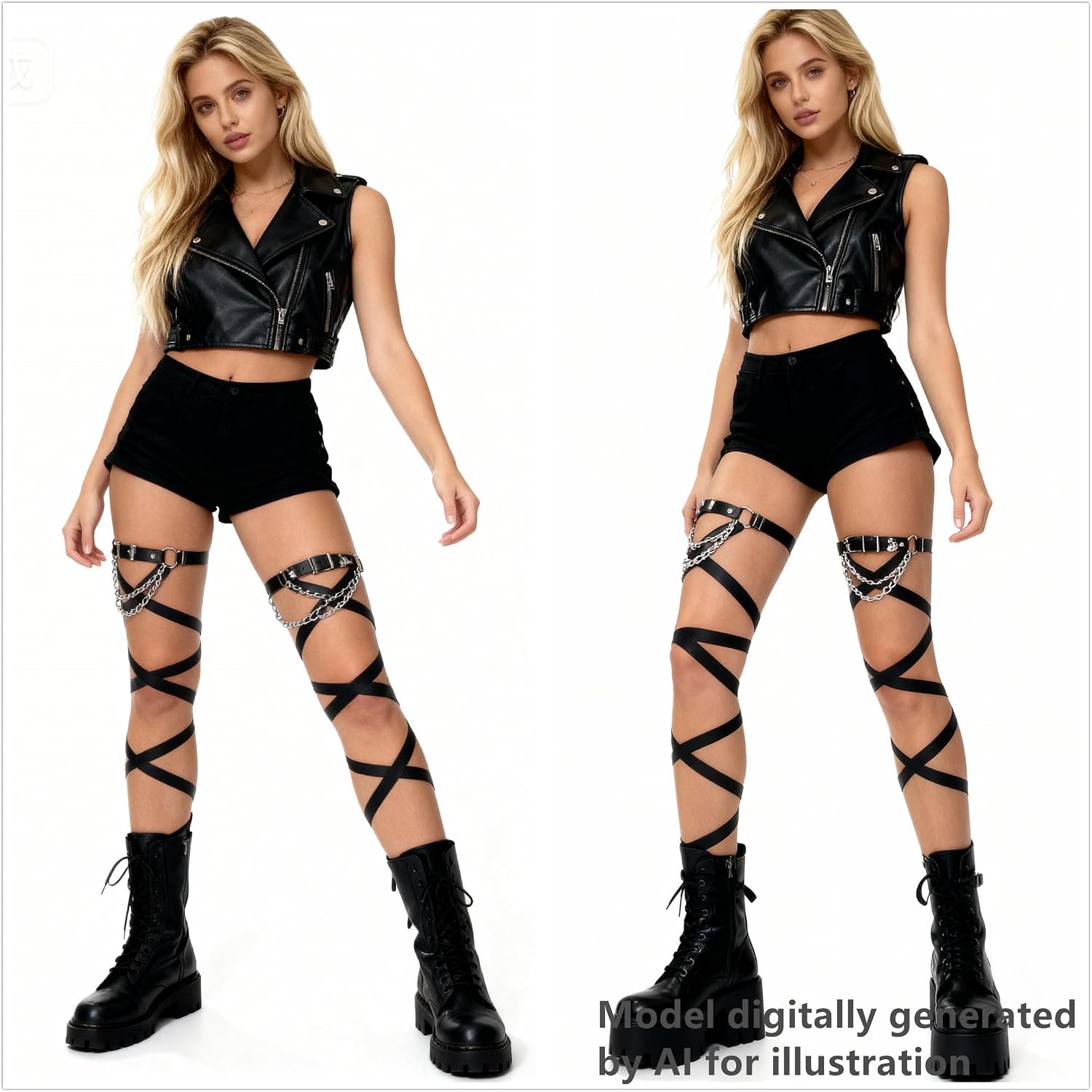 Women's Leg Wraps Rave Black Punk Adjustable for Music Festivals Cosplay Outfit Halloween Party