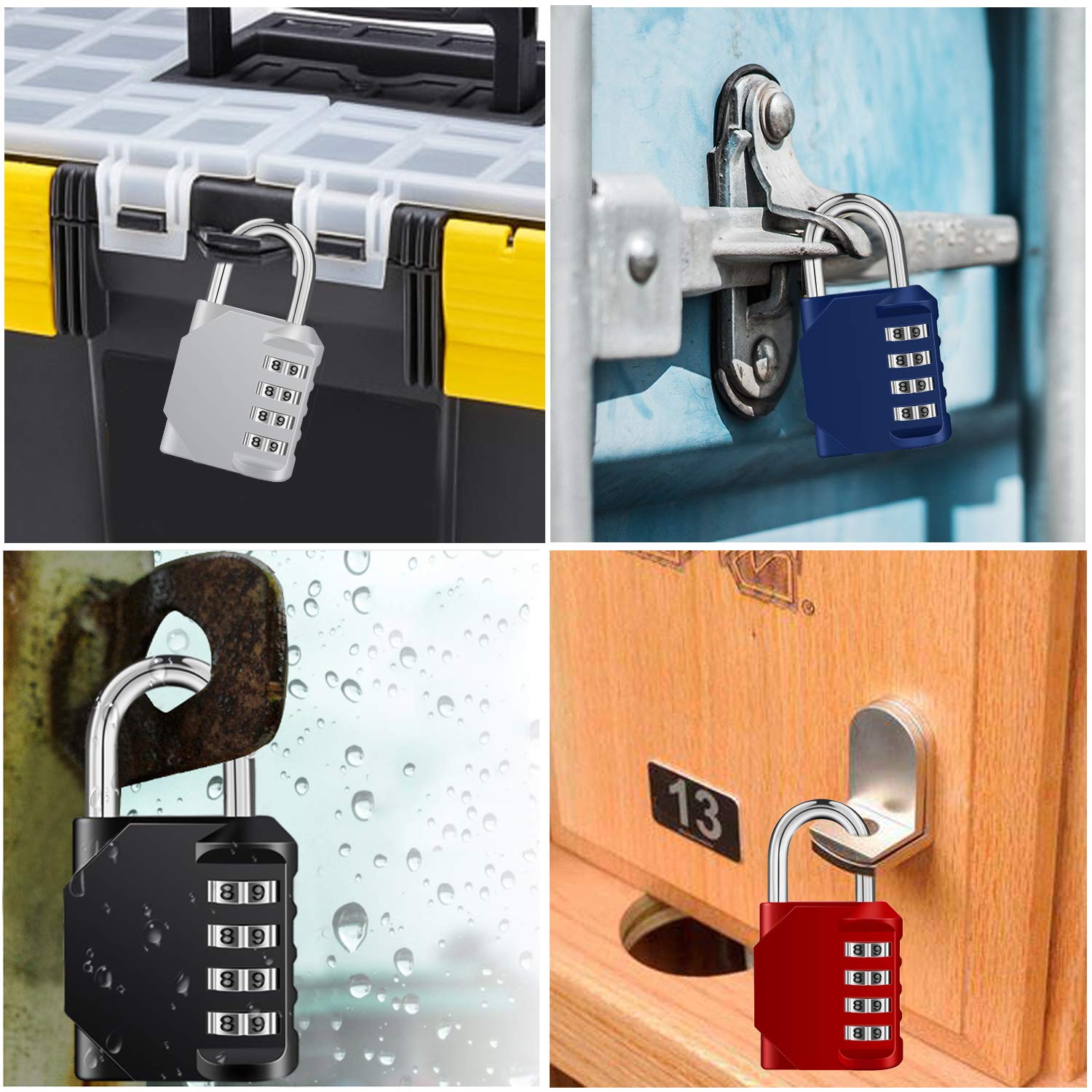 ZHEGE Combination Locker Padlock, 4 Digit Coded Padlock, Gym Lock, School Locker Lock