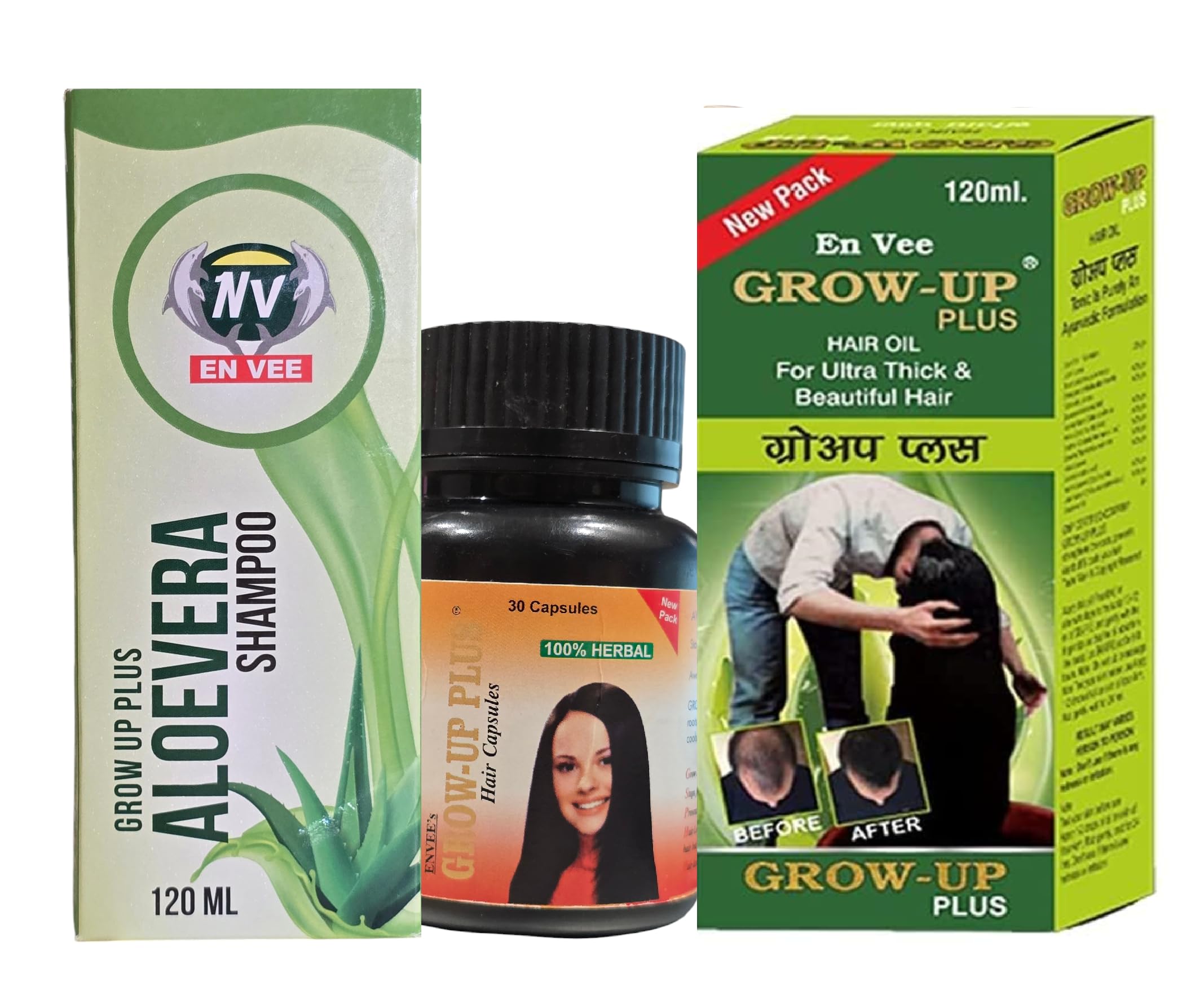 En Vee grow up plus hair oil 120ml and shampoo 120ml combo pack