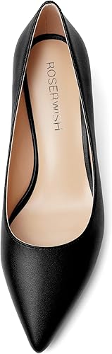 Miniatura 3 de ROSERWISH Zapatos de vestir de tacón bajo para mujer, estilo casual, con puntera puntiaguda, estilo clásico, mate, para oficina, gatito, de 2