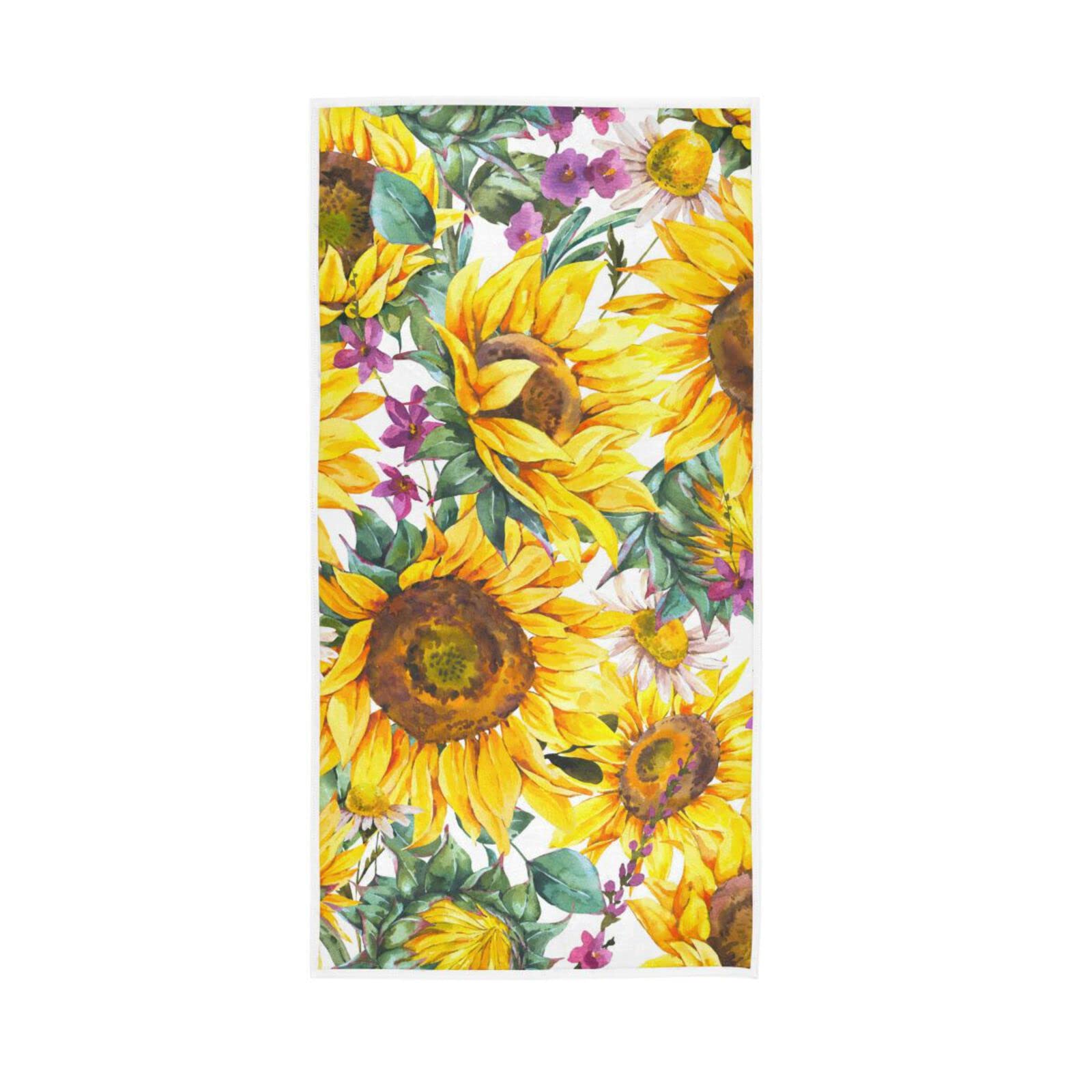 HUYGD Hand Towels Sunflower Pattern Decor Fingertip Soft Face Towel Absorbent Bathroom Kitchen Towels